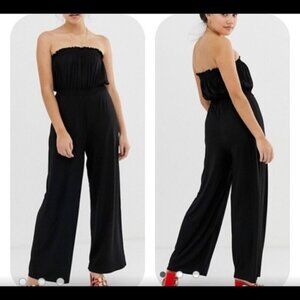ASOS PETITE black STRAPLESS  jumpsuit  sleeve new nwt 6 petite
